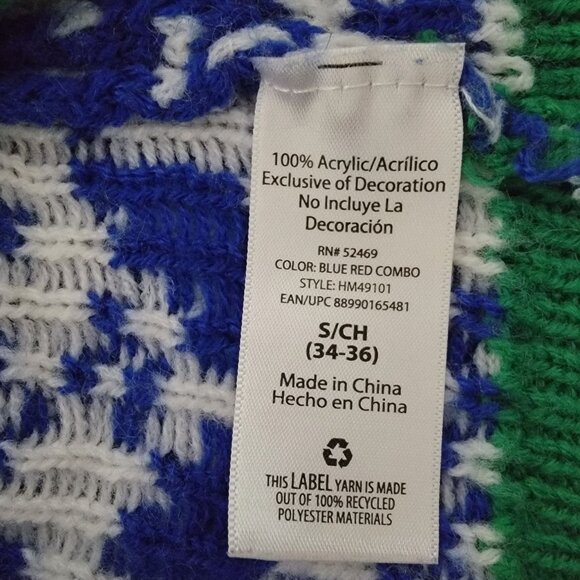 Holiday Time Unisex Christmas Sweater Sz S 34/36 Santa Claus Holding Gift Bag - Picture 4 of 12